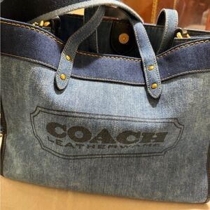 Coach Denim Tote in Light and Dark Blue
